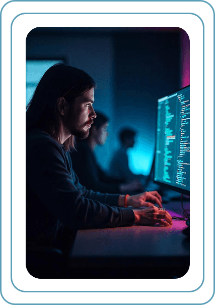 Man sitting in front of computer